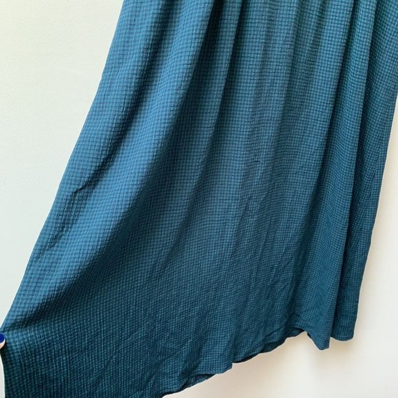 Vintage Monsoon Maxi Dress Fits UK 14 Green Blue Check Plaid Button Up 90s - Picture 11 of 12